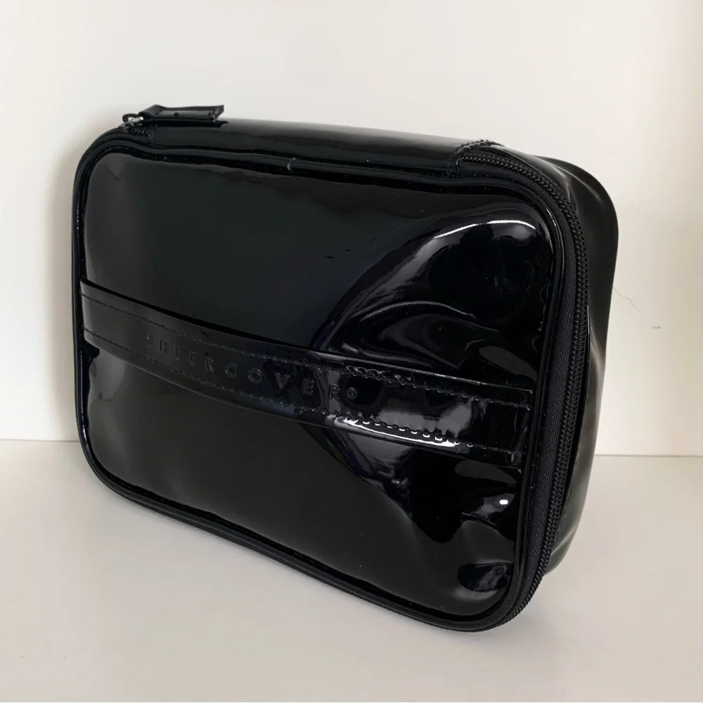 Sheer cover black patent vanity case